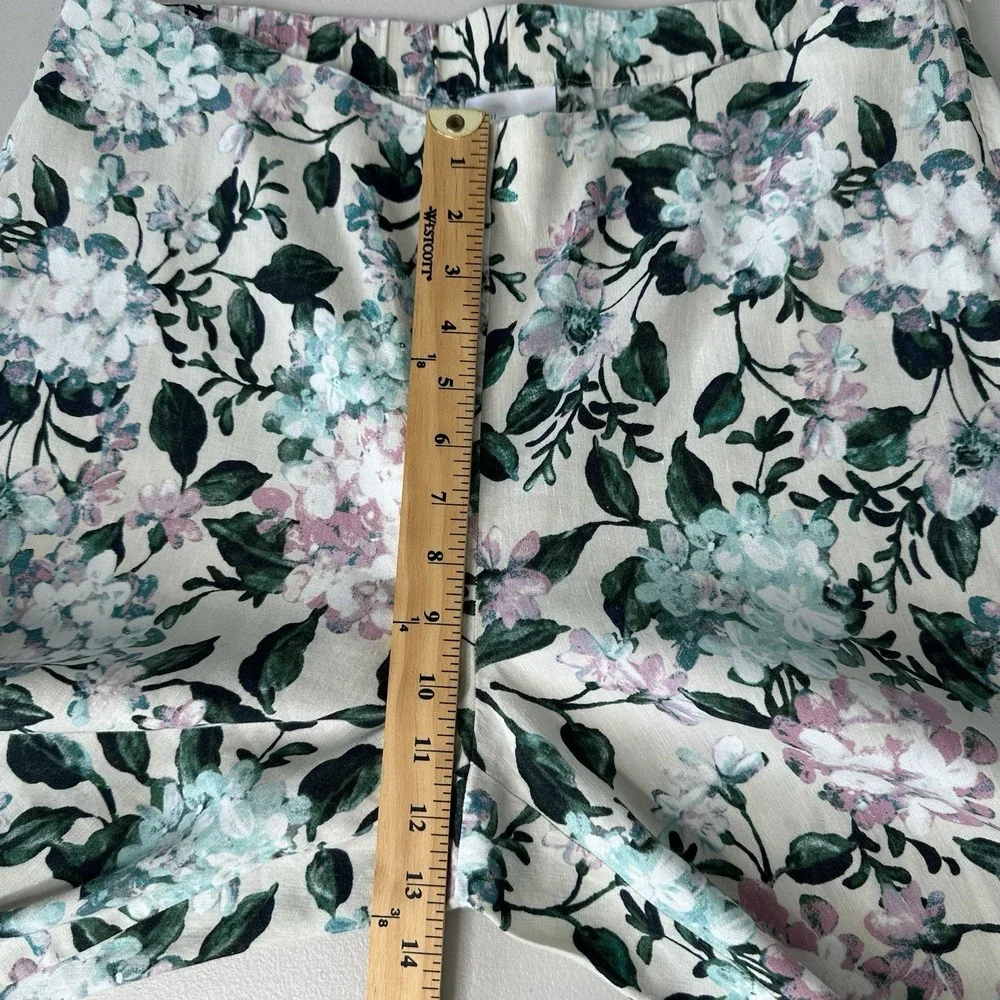 J‎ Jill Cropped Pants Floral Linen Blend Size Large
